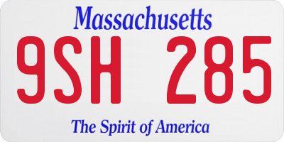MA license plate 9SH285