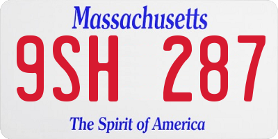 MA license plate 9SH287