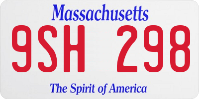 MA license plate 9SH298
