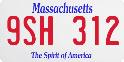MA license plate 9SH312