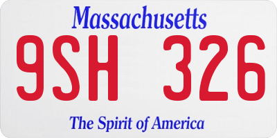 MA license plate 9SH326