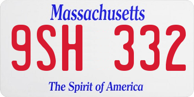MA license plate 9SH332