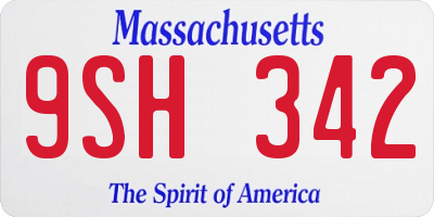 MA license plate 9SH342