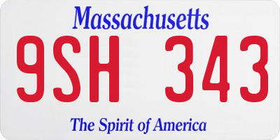MA license plate 9SH343