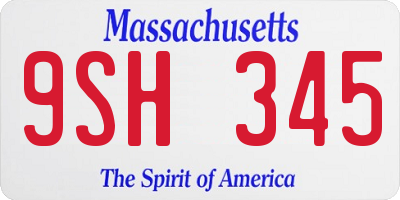 MA license plate 9SH345
