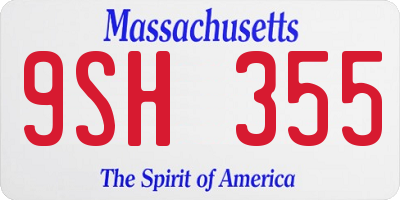 MA license plate 9SH355