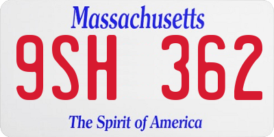 MA license plate 9SH362