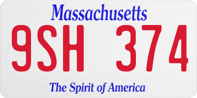 MA license plate 9SH374