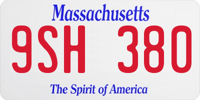MA license plate 9SH380