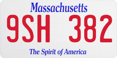 MA license plate 9SH382