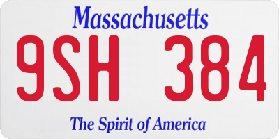 MA license plate 9SH384
