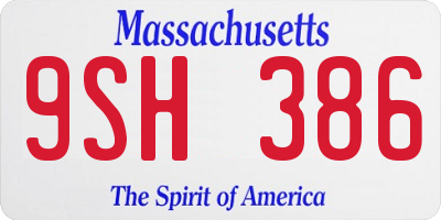 MA license plate 9SH386