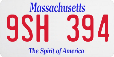 MA license plate 9SH394