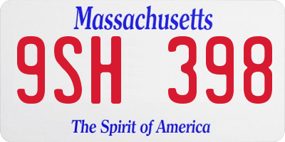 MA license plate 9SH398
