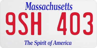MA license plate 9SH403