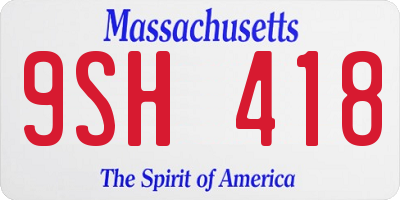 MA license plate 9SH418