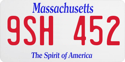 MA license plate 9SH452