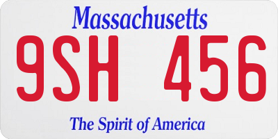 MA license plate 9SH456