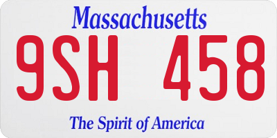 MA license plate 9SH458