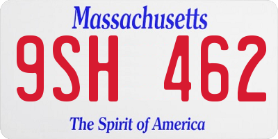 MA license plate 9SH462