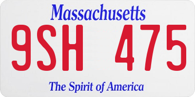 MA license plate 9SH475