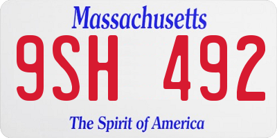 MA license plate 9SH492