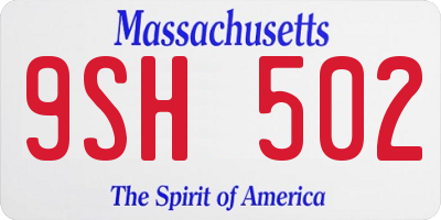 MA license plate 9SH502