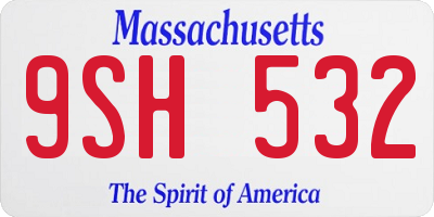 MA license plate 9SH532