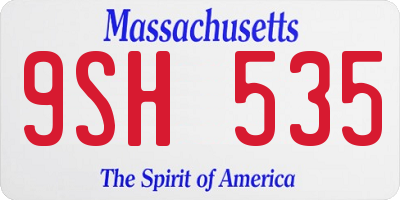 MA license plate 9SH535