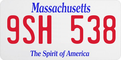 MA license plate 9SH538