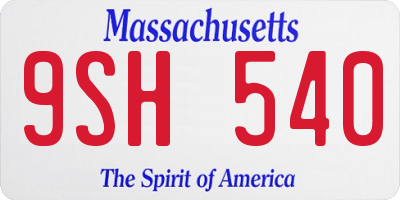 MA license plate 9SH540