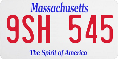 MA license plate 9SH545