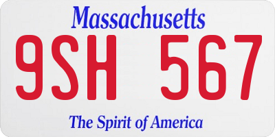 MA license plate 9SH567