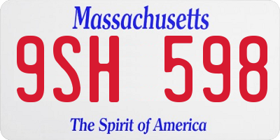 MA license plate 9SH598