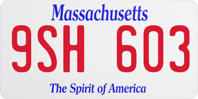 MA license plate 9SH603