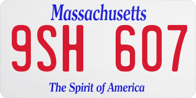 MA license plate 9SH607