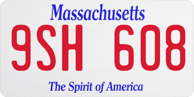MA license plate 9SH608