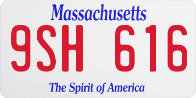 MA license plate 9SH616