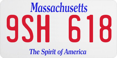 MA license plate 9SH618