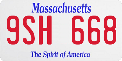 MA license plate 9SH668
