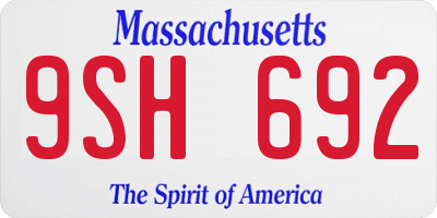 MA license plate 9SH692