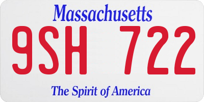MA license plate 9SH722