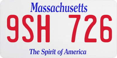 MA license plate 9SH726