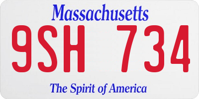 MA license plate 9SH734