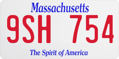 MA license plate 9SH754