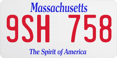 MA license plate 9SH758