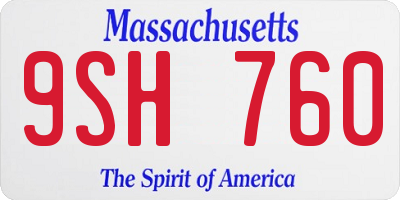 MA license plate 9SH760