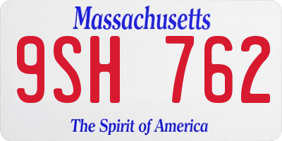 MA license plate 9SH762