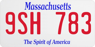 MA license plate 9SH783