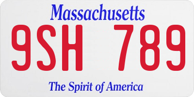 MA license plate 9SH789